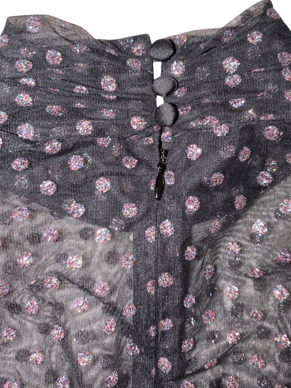 NBD x REVOLVE Sample Sale Harper Dress Black Glitter Polka Dot Mini Small As Is - Picture 5 of 11